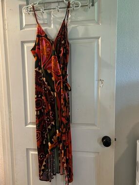 red linen maxi dress Sofia Strapless Red Linen Maxi Dress